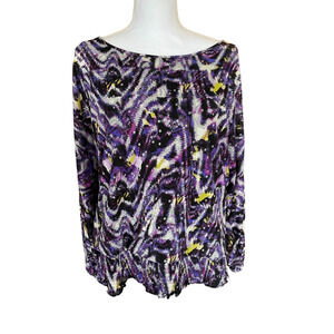 Style & Co. Woman Top Size 1x Purple Silver Gray 3/4 Sleeve Lined Worn Once